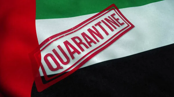 Selo Quarentena Bandeira Nacional Dos Emirados Árabes Unidos Conceito Coronavirus — Fotografia de Stock