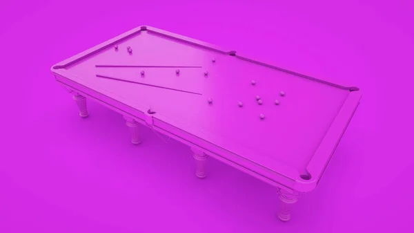 Стіл Снукеру Ізольований Фіолетовому Фоні Візуалізація — стокове фото