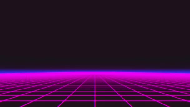 Synthwave Wireframe Net 80S Retro Futurismo Fondo Ilustración Renderizar Bucle — Vídeo de stock