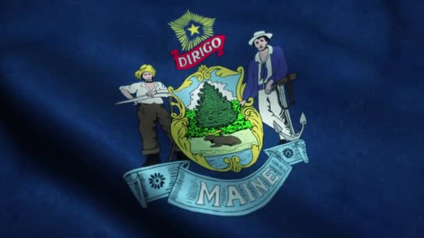 Maine Flag Izolovaná realistická animace. Bezešvé smyčky, 4K — Stock video