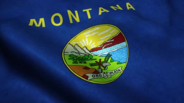 Montana vlag geïsoleerde realistische animatie. Naadloze lus, 4K — Stockvideo