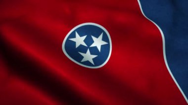 Tennessee Eyaleti bayrağı rüzgarda dalgalanıyor. Tennessee Ulusal Bayrağı. Tennessee Eyaleti 'nin kusursuz döngü animasyonunun işareti. 4K