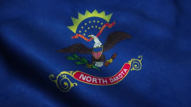 North Dakota State flag waving in the wind. National flag of North Dakota. Sign of North Dakota State seamless loop animation. 4K — Stock Video