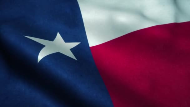 Bandera del estado de Texas ondeando en el viento. Bandera Nacional de Texas. Signo de animación de bucle inconsútil del estado de Texas. 4K — Vídeo de stock