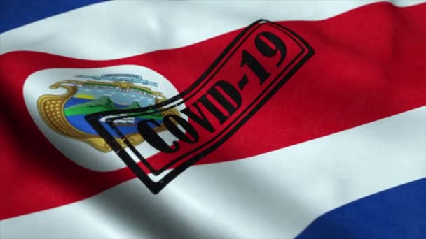 Covid-19-Marke auf der Flagge Costa Ricas. Coronavirus-Konzept — Stockvideo