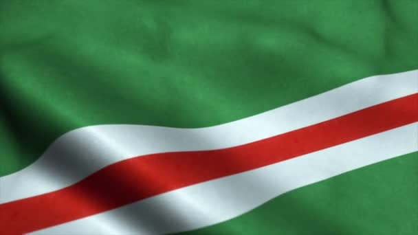 Ichkeria Çeçen Cumhuriyeti bayrağı rüzgarda dalgalanıyor. Ichkeria Ulusal Bayrağı. Ichkeria Çeçenistan Cumhuriyeti 'nin kusursuz döngü animasyonunun işareti. 4K — Stok video