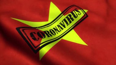 Vietnam bayrağında Coronavirus damgası. Coronavirus konsepti