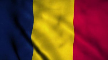 Chad bayrağı rüzgarda dalgalanıyor. Çad 'ın ulusal bayrağı. Chad 'in kusursuz döngü animasyonunun işareti. 4K