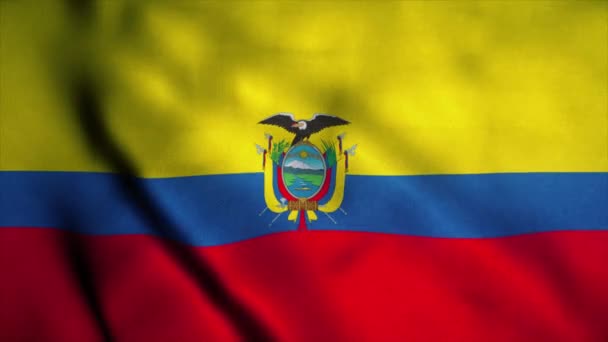 Bandera de Ecuador ondeando en el viento. Bandera Nacional de Ecuador. Signo de animación de bucle inconsútil Ecuador. 4K — Vídeos de Stock