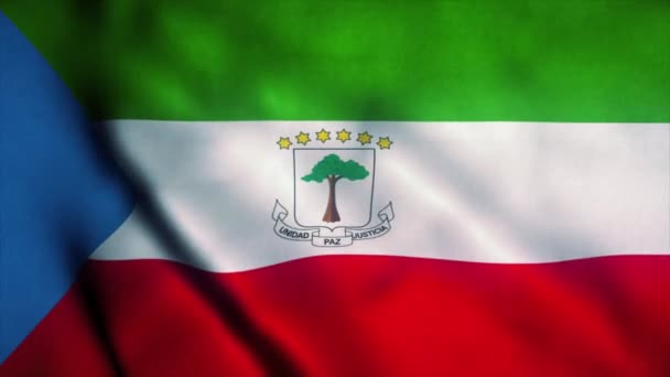 Bandiera della Guinea Equatoriale sventola nel vento. Bandiera nazionale della Guinea Equatoriale. Segno di Guinea Equatoriale senza soluzione di continuità loop di animazione. 4K — Video Stock