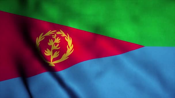 Eritrea zászló lengett a szélben. Eritrea nemzeti zászlója. Eritrea zökkenőmentes hurkos animáció jele. 4K — Stock videók