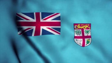 Fiji bayrağı rüzgarda dalgalanıyor. Fiji 'nin ulusal bayrağı. Fiji kusursuz döngü animasyonunun işareti. 4K