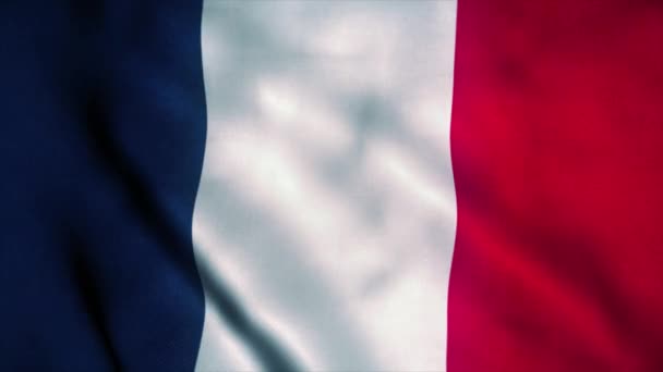 Fransa bayrağı rüzgarda dalgalanıyor. Fransa bayrağı. Fransa 'nın kusursuz döngü animasyonunun işareti. 4K — Stok video