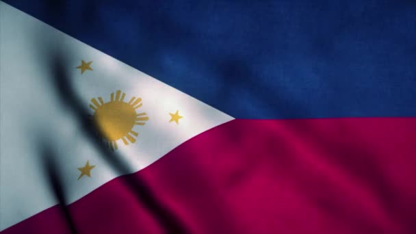 Bandeira das Filipinas acenando ao vento. Bandeira nacional das Filipinas. Sinal de Filipinas animação loop sem costura. 4K — Vídeo de Stock