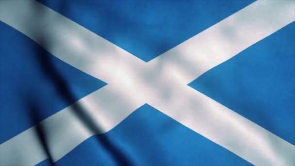 Bandera de Escocia ondeando en el viento. Bandera nacional de Escocia. Signo de animación de bucle sin fisuras de Escocia. 4K — Vídeo de stock