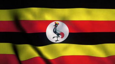 Uganda bayrağı rüzgarda dalgalanıyor. Ulusal Uganda bayrağı. Uganda 'nın kusursuz döngü animasyonunun işareti. 4K