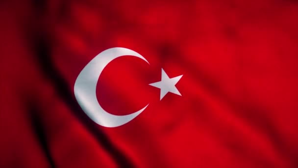 Drapeau de la Turquie agitant le vent. Drapeau national de Turquie. Signe de la Turquie animation de boucle transparente. 4K — Video