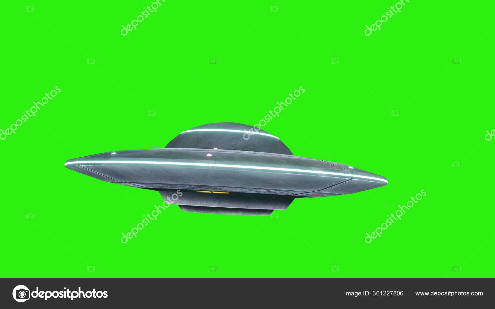 UFO - Flying Saucer - isolated on green screen. 3d rendering — Stock