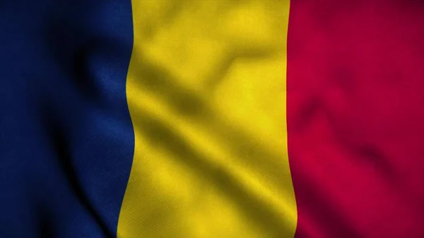 De Tsjaad vlag wappert in de wind. Nationale vlag van Tsjaad. Teken van Tsjaad. 3d destructie — Stockfoto
