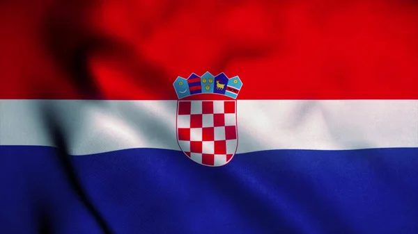 Flaga Chorwacji powiewa na wietrze. Flaga narodowa Chorwacji. Znak Chorwacji. 3d renderowanie — Zdjęcie stockowe