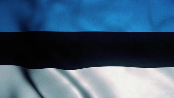 Σημαία Εσθονίας κυματίζει στον άνεμο. Εθνική σημαία της Εσθονίας. Σημάδι της Εσθονίας. 3d απόδοση — Φωτογραφία Αρχείου