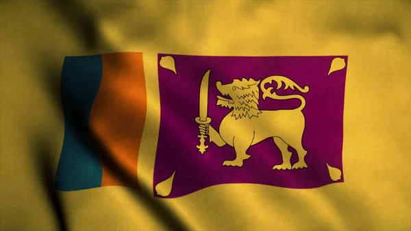 Vlajka Srí Lanky vlála ve větru. Národní vlajka Srí Lanky. Znak Srí Lanky. 3D vykreslování — Stock fotografie