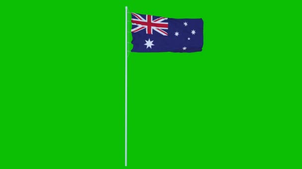 Australie Drapeau agitant sur le vent sur écran vert ou fond chromatique. Animation 4K — Video