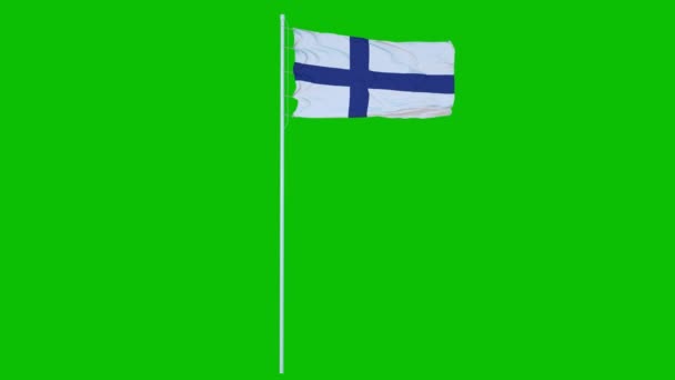 Finland Flagga Vinda på grön skärm eller kroma nyckel bakgrund. 4K-animering — Stockvideo