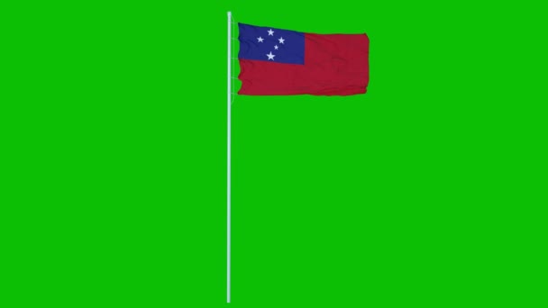 Samoa-Flagge weht im Wind auf grünem Bildschirm oder Chroma-Key-Hintergrund. 4K-Animation — Stockvideo