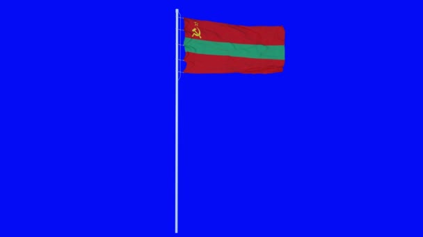 Transnistria Flag Waving on wind on blue screen or chroma key background. 4K animation — Stock Video