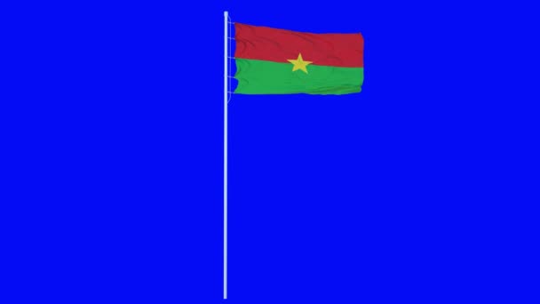 Bandeira de Burkina Faso Acenando no vento na tela azul ou no fundo da chave chroma. Animação 4K — Vídeo de Stock