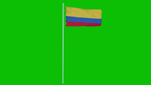 Bandeira da Colômbia Acenando no vento na tela verde ou no fundo da tecla chroma. Renderização 3d — Vídeo de Stock