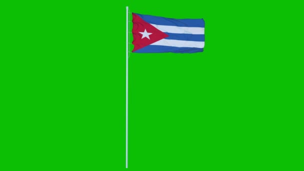 Cuba vlag zwaaien op wind op groen scherm of chroma key achtergrond. 3d destructie — Stockvideo