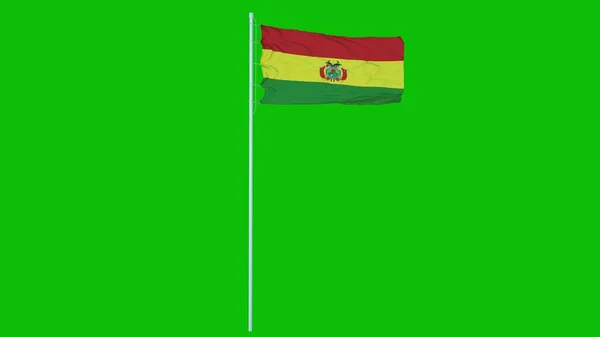 Boliviens Flagge Weht Wind Auf Grünem Bildschirm Oder Chroma Key — Stockfoto