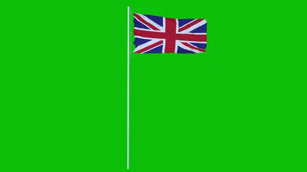 Die Flagge Großbritanniens Weht Wind Auf Grünem Bildschirm Oder Chroma — Stockfoto