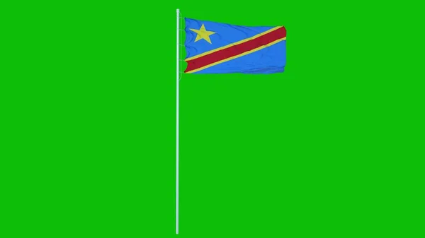 Congo Democratische Vlag Zwaaien Wind Groen Scherm Chroma Key Achtergrond — Stockfoto