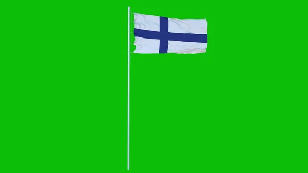 Finnland Flagge Weht Wind Auf Grünem Bildschirm Oder Chroma Key — Stockfoto