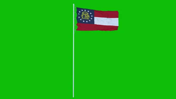 ジョージア州米国の州旗は 緑色の画面またはクロマキーの背景で風に振っています 3Dレンダリング — ストック写真