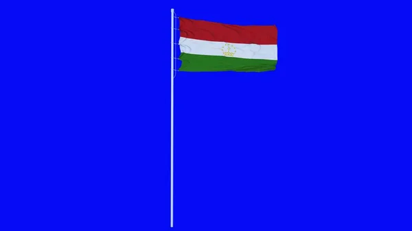 Σημαία Του Τατζικιστάν Κυματίζει Στον Άνεμο Μπλε Οθόνη Chroma Κλειδί — Φωτογραφία Αρχείου