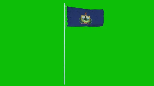Yeşil Ekranda Rüzgarda Dalgalanan Vermont Bayrağı Krom Anahtar Arka Plan — Stok fotoğraf
