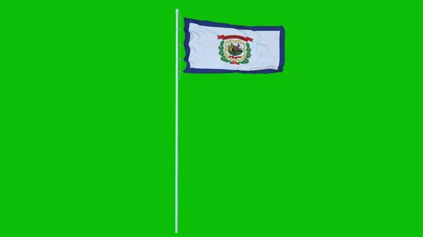 West Virginia State Flag Waving Wind Green Screen Chroma Key — Stock Photo, Image