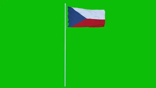 Tsjechië Vlag Zwaaien Wind Groen Scherm Chroma Key Achtergrond Destructie — Stockfoto