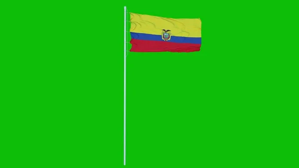 Ecuador Vlag Zwaaien Wind Groen Scherm Chroma Key Achtergrond Destructie — Stockfoto
