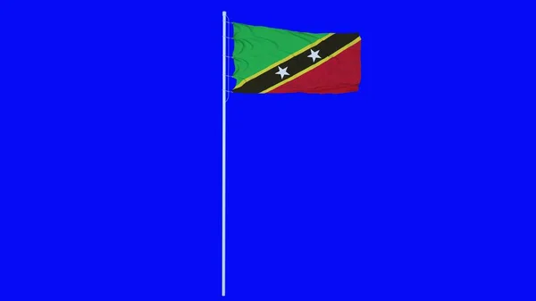 Флаг Сент Китса Невиса Машет Ветру Синем Экране Хрома Ключевом — стоковое фото