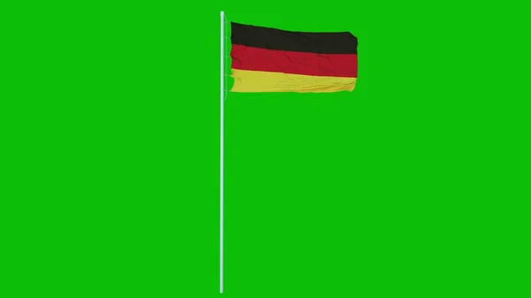 Flaga Niemcy Macha Wietrze Niebieskim Ekranie Lub Tle Klawisza Chroma — Zdjęcie stockowe