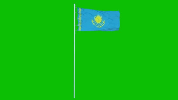 Drapeau du Kazakhstan agitant sur le vent sur écran vert ou fond chromatique. Animation 4K — Video