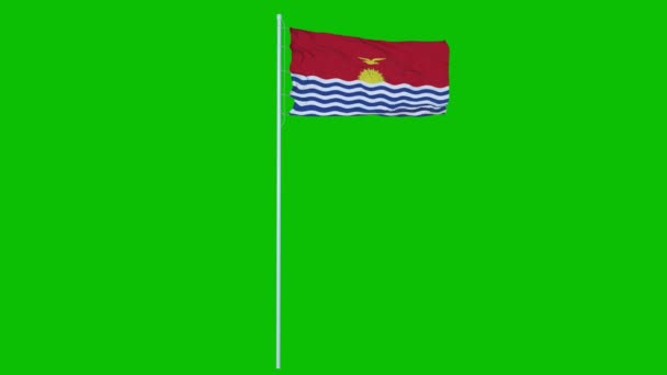 Bandeira Kiribati Acenando no vento na tela verde ou no fundo da tecla chroma. Animação 4K — Vídeo de Stock