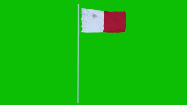Bandeira de Malta Acenando no vento na tela verde ou no fundo da chave chroma. Animação 4K — Vídeo de Stock