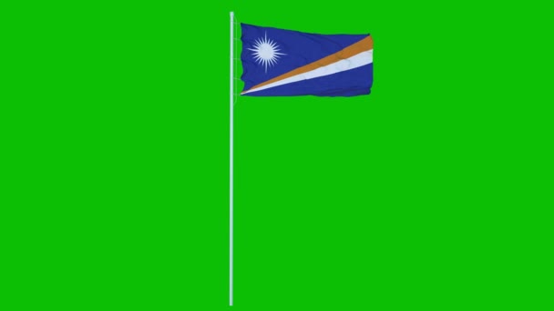 Bandera de las Islas Marshall ondeando sobre el viento en pantalla verde o fondo croma key. Animación 4K — Vídeo de stock