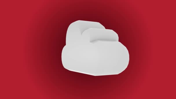 Цикл анимации иконки облака на красном фоне с альфа-маской 4K — стоковое видео